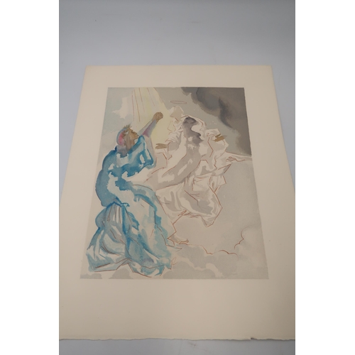 588 - Salvador Dali - Print, unframed - Cacciaguida Sees Dante's Exile in God - 17cm x 24cm - unsigned