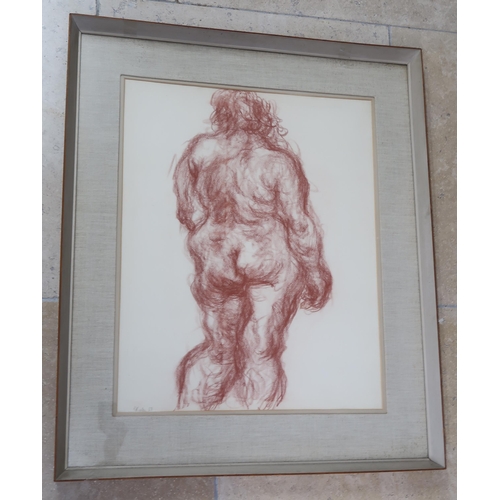 594 - Eric Khan, 1904-1979 Figure drawing in red chalk signed bottom left by the artist. 49cm x 62cm