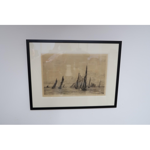 606 - William Lionel Wyllie RA (1851-1931): 'Thames Barge Race', an original etching signed in pencil, ear... 