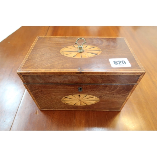 620 - A Georgian mahogany two section tea caddy