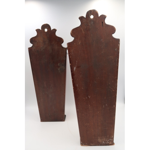 627 - A pair of mahogany and inlaid knife boxes 45cm high.