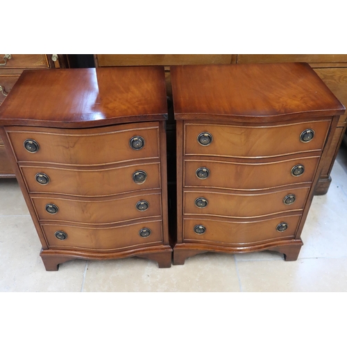 716 - A pair of four drawer mid 20th Century bow front bedside chests. 48.5cm wide x 37cm deep x 61cm high... 