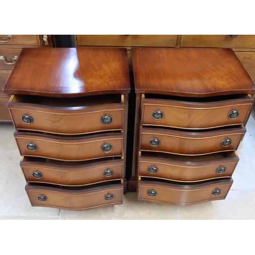 716 - A pair of four drawer mid 20th Century bow front bedside chests. 48.5cm wide x 37cm deep x 61cm high... 