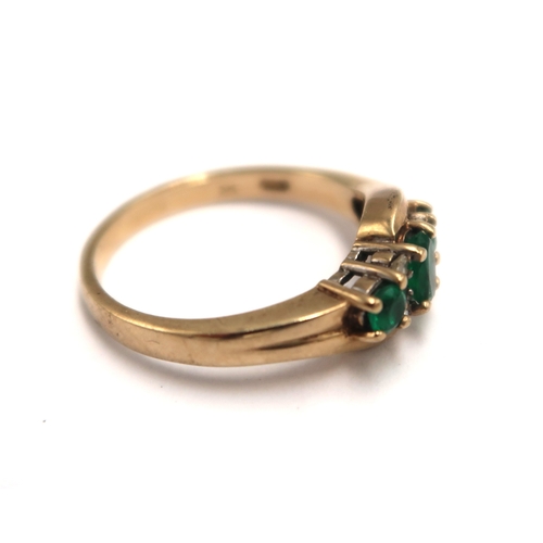  A 9ct hallmarked emerald and diamond dress ring size N - weight approx 3.0 grams