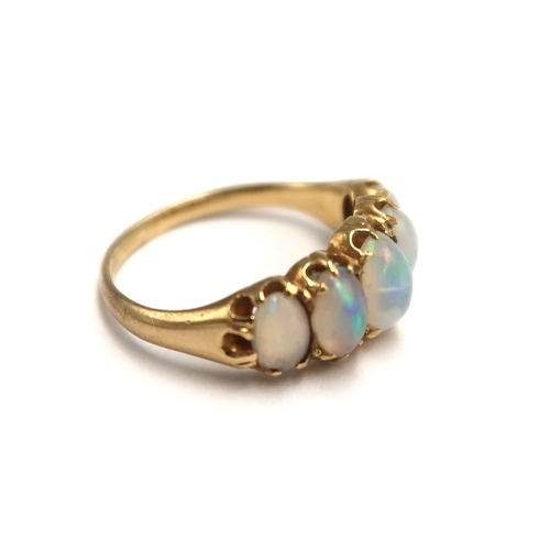  An 18ct yellow gold five stone opal ring size O - approx weight 3.8 grams