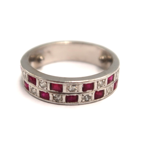  A diamond and ruby ring size L - approx weight 7.7 grams