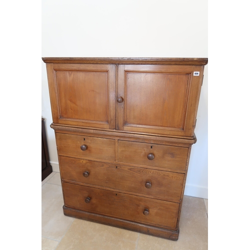 675 - A good 19th century ash cupboard over chest in original condition, 138 by 107cm.