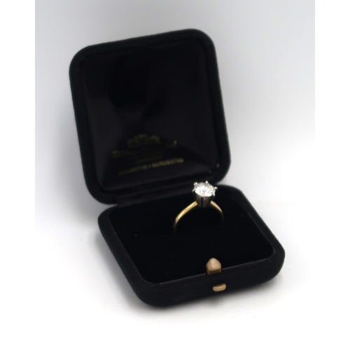 188 - An 18ct gold, platinum and diamond solitaire ring, the stone of approximately 1.5ct, size L/M, 3.1g.... 