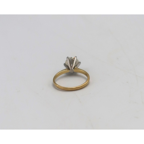 188 - An 18ct gold, platinum and diamond solitaire ring, the stone of approximately 1.5ct, size L/M, 3.1g.... 