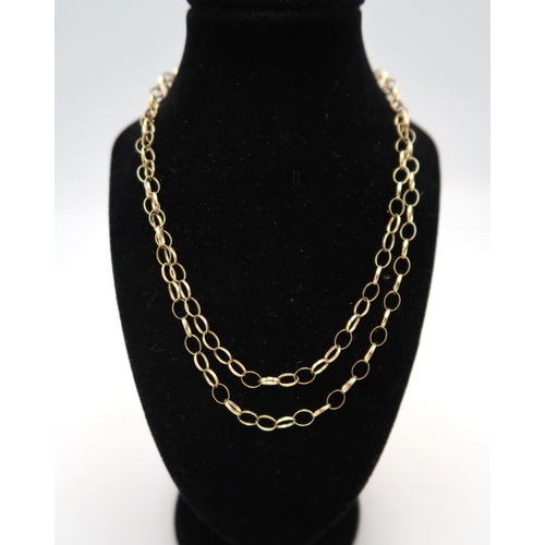 211A - A 9ct gold fine oval open belcher link chain, 4.3g, 62cm long.