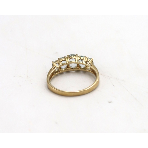 26 - A 9ct gold five stone dress ring, size T, marked .375, approx weight 2.6g.