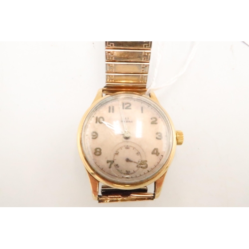 273 - A vintage Omega 9ct gold cased wristwatch, manual wind, 3.2cm across bezel, on plated bracelet strap... 