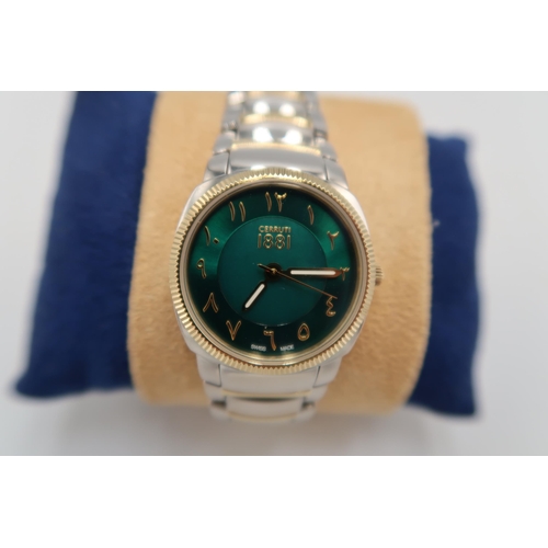 278 - A Cerruti 1881 wristwatch, the signed teal dial with stylised numerals, back marked CRM177, with bra... 