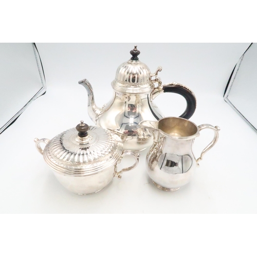 349 - A Silver hallmarked Richard Comys coffee pot, sugar and milk - London - total weight 56.79 troy oz