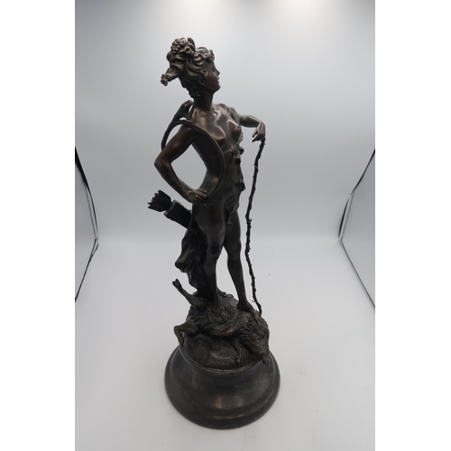 445 - After Albert-Ernest Carrier-Belleuse, French, 1824-1887: Diana, the huntress, standing on a boar, st... 