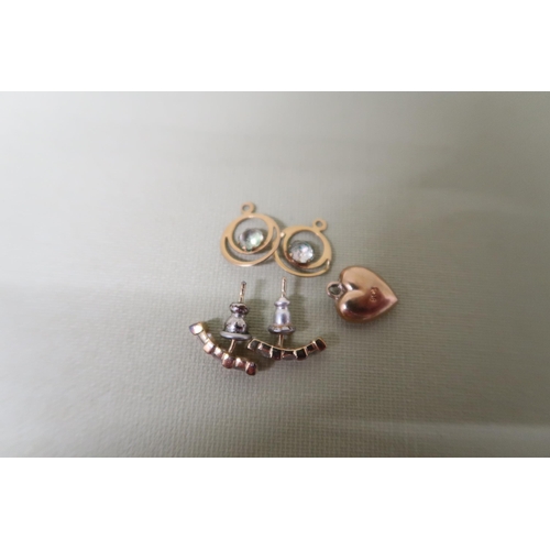 62 - A pair of 14ct gold and white sapphire earrings, 1.6g, tested as 14ct, but apparently unmarked, and ... 