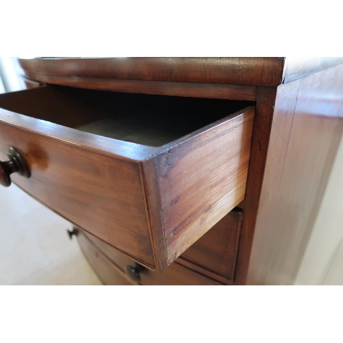 665 - A Georgian mahogany and ebony strung bow fronted chest of two over three graduated drawers, 53 by 65... 