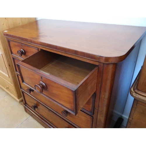 666 - A Victorian mahogany chest of two over three drawers, 57 by 107 by 107cm high.