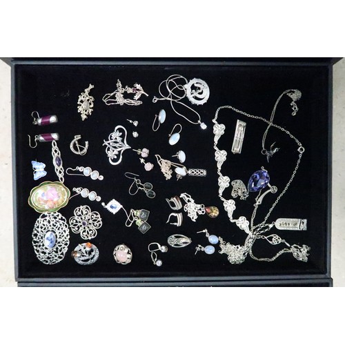 245 - A large group of costume and silver jewellery including some silver and moonstone, amethyst set jewe... 