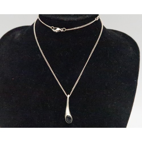 245A - A Georg Jensen Carnival pendant with Onyx - pendant drop 23mm - chain length 46cm - abrasions to bot... 