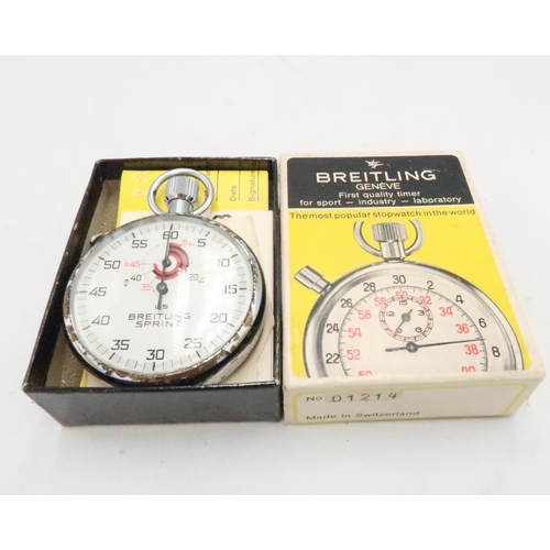 251 - A Breitliing Geneve stopwatch, number 01214, boxed with paperwork.