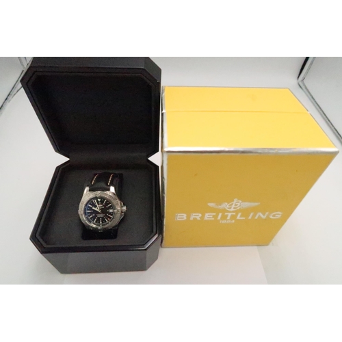 253 - A boxed Breitling Colt Automatic wristwatch the signed black dial with baton markers and Arabic nume... 