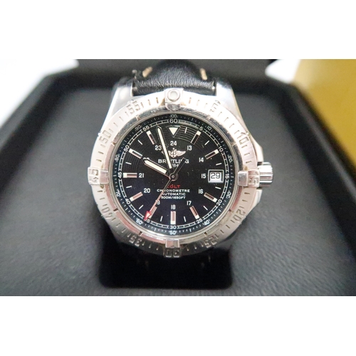 253 - A boxed Breitling Colt Automatic wristwatch the signed black dial with baton markers and Arabic nume... 