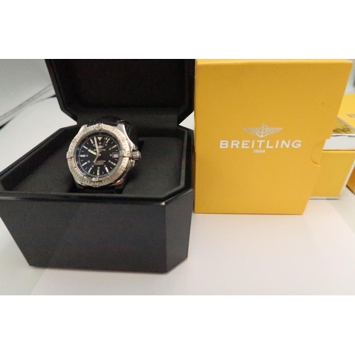 253 - A boxed Breitling Colt Automatic wristwatch the signed black dial with baton markers and Arabic nume... 