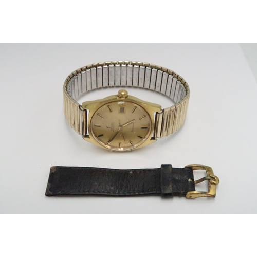 255 - A vintage Omega Automatic wristwatch, the gold coloured signed dial with baton markers, minute track... 