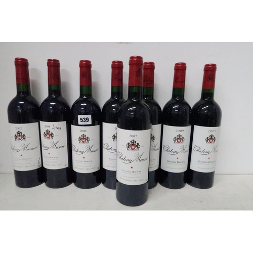 539 - Eight bottles of Chateau Muscar, comprising two for 2009, one 2002, one 2005, one 2006 and three 200... 