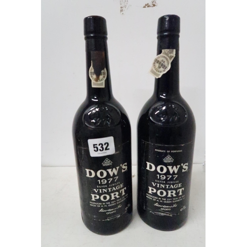 532 - Two bottles of 1977 Dow's Port