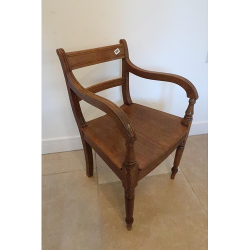 640 - A Regency oak carver with bar back, raised on turned supports - Width 48cm  Depth 52cm x Height 83cm... 