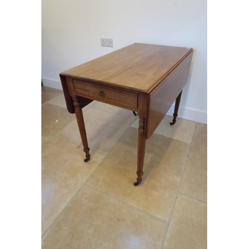 645 - A 19th century mahogany side table with drop flaps and a single drawer