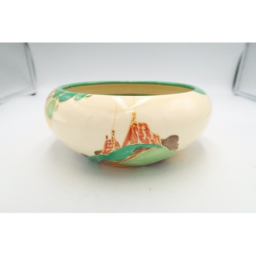 447 - A Clarice Cliff bowl in secrets pattern, double image, circa 1933, no chips, no cracks, paint loss o... 