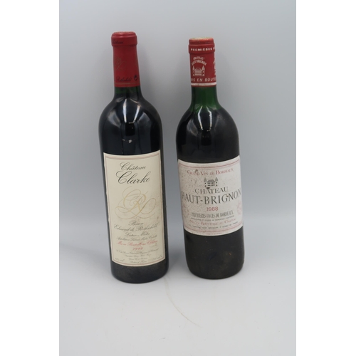 529 - A 75cl bottle of 1988 Chateau Haut Brignon Cotes de Bordeaux, and a 75cl bottle of Chateau Clarke.