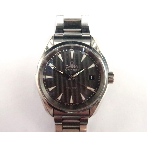 268 - An Omega Seamaster Aqua Terra, model number 4564, signed texture teak grey dial with batons and minu... 