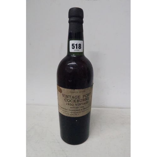 518 - A vintage Port Cockburns 1950 vintage bottled 1952, Williams Standring Sandeman & Heatley Ltd, level... 