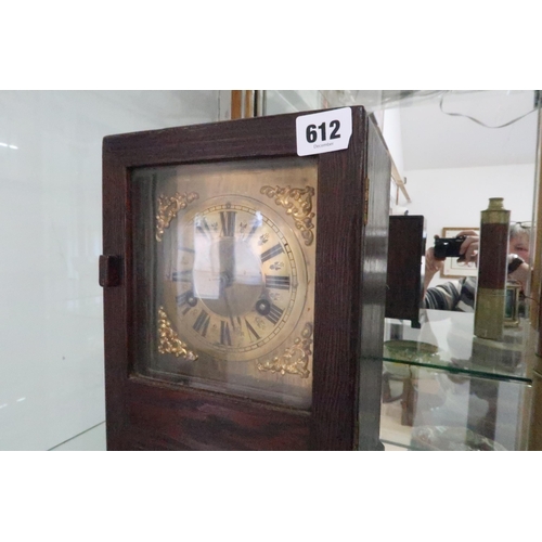 612 - A Junghams soft wood cased mantle clock gong striking, circa 1920's.