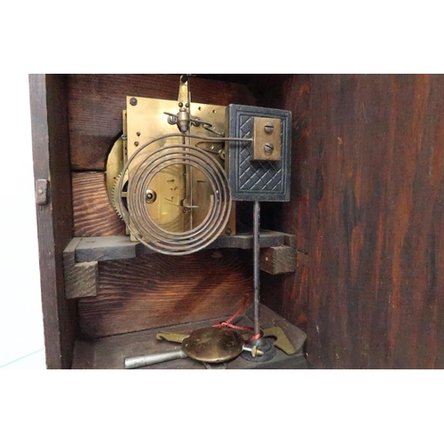 612 - A Junghams soft wood cased mantle clock gong striking, circa 1920's.