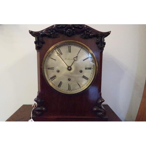 615 - A J. W. Benson, Ludgate Hill, three train bracket clock, the signed silvered dial with Roman numeral... 