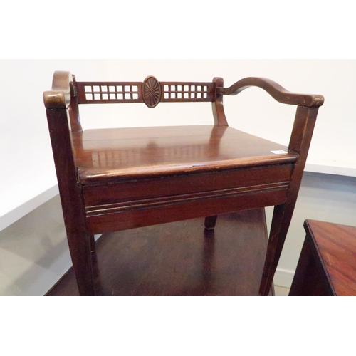 632 - A mahogany stool with a rear drawer