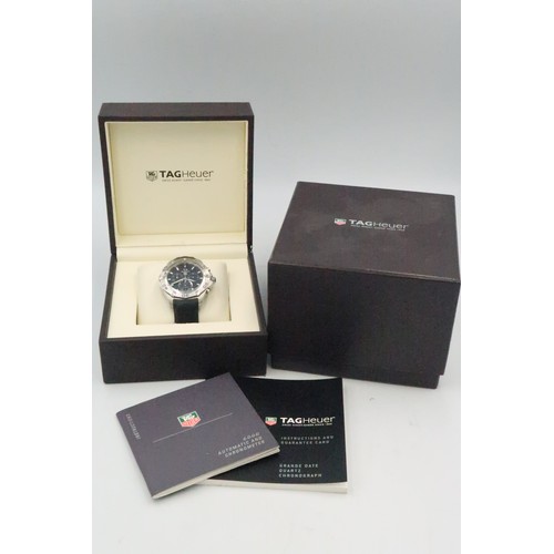 258 - A Tag Heuer Aquaracer Grande date chronograph quartz wristwatch on a rubber strap - with box and ins... 