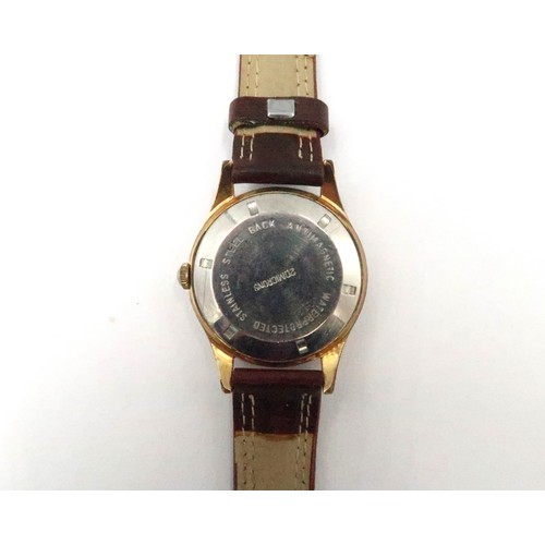 262 - A gents Cradman 17 Jewel wristwatch on a leather strap in working order