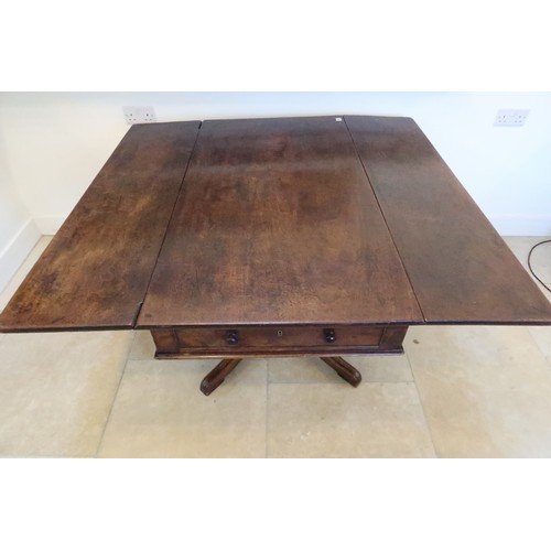 627 - A good quality Cuban mahogany drop leaf breakfast table on a pedestal base - Width 120cm x 130cm - n... 