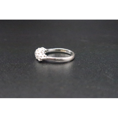 132 - An 18ct white gold old cut diamond five stone ring. Estimated total diamond weight 0.75ct, I/J colou... 