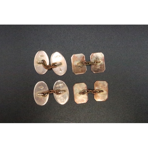 224 - Two pairs of cufflinks - one set of stamped 12ct gold cufflinks approx weight 5.2 grams - the other ... 