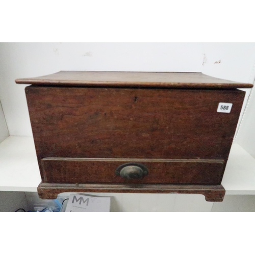 588 - A small antique coffer, probably elm with a single drawer - Width 53cm x Height 34cm x Depth 33cm - ... 