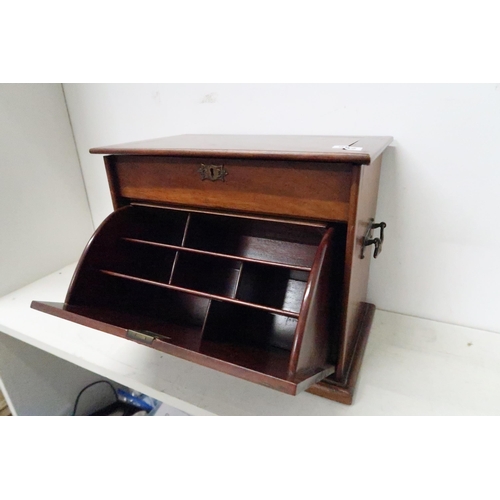 592 - A 19th century mahogany stationery box with a lift up top and fall front - Width 37cm x Depth 23cm x... 