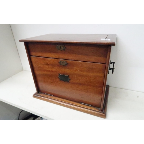 592 - A 19th century mahogany stationery box with a lift up top and fall front - Width 37cm x Depth 23cm x... 