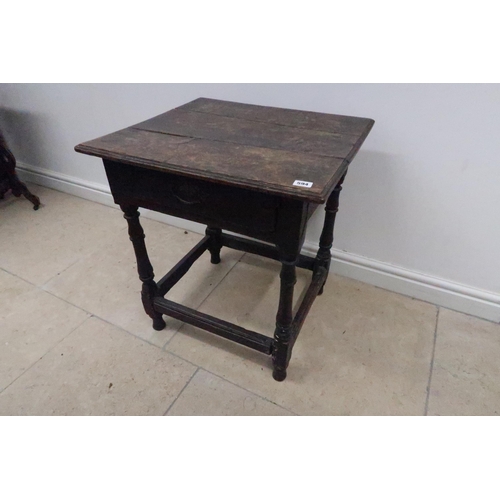 594 - An antique oak lowboy with a single drawer - Width 56cm x Height 54cm x Depth 52cm